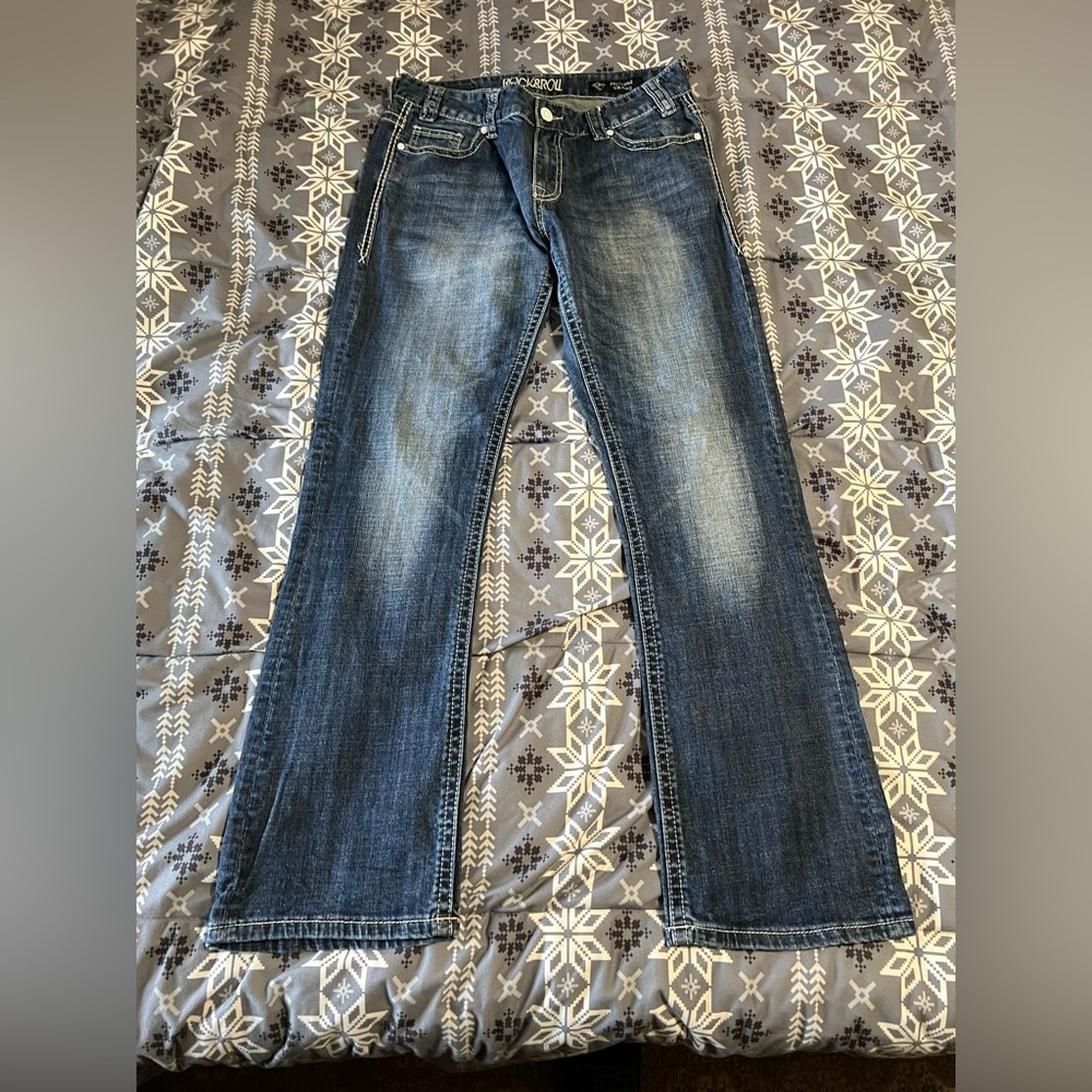 Rock & Roll Cowgirl Women's Boot Cut Jeans in Dark Blue